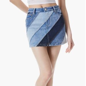 Alice + Olivia Jeans Good Denim Patchwork Twirl Skirt